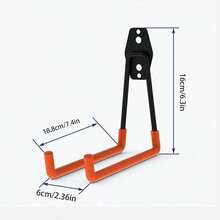 重型钢制车库储物挂钩，带防滑涂层；实用的壁挂式挂钩，用于悬挂自行车、梯子和园艺工具；黑橙色，1 件/2 件橙色，黑色