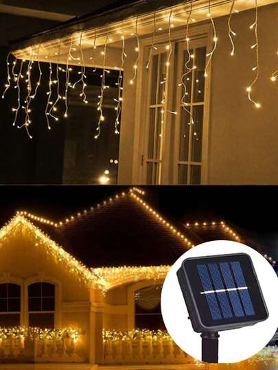 1 件太阳能冰柱仙女灯太阳能 LED 露台灯串圣诞花环适用于花园派对婚礼露台露营庭院圣诞装饰灯