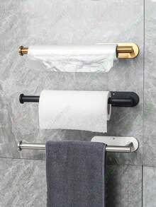 16/33厘米厨房纸巾架、保鲜膜架、粘性卫生纸架、纸巾架、餐巾架、橱柜收纳架、毛巾架、抹布架、碗碟架、提供粘合剂和螺丝、不锈钢、厨房壁架、厨房收纳用品、浴室配件