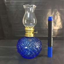 Exquisite Retro Glass Oil Lamp Thickened Without Tilting Artificially Blown Embossed Lampshade Glass Lamp