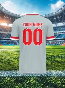 定制马德里竞技队男士足球球衣，运动队俱乐部训练 V 领衬衫，正面和背面印有个性化姓名、号码、徽标，适合休闲、派对、日常穿着 - 彩色 - 查看 4