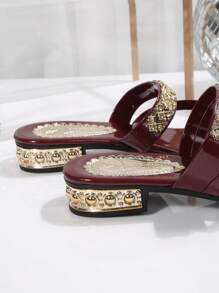 Women's Flat Sandals, Rhinestone&Glitter Dual-Wear Summer Slippers, Fashion Outdoor Wear