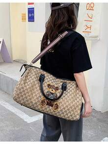 2025 New Shoulder Bag, Fashionable Simple Large Capacity Short-Distance Travel Bag - Khaki - View 4