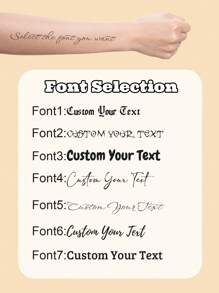 Customized Temporary Tattoo - Text Design, Suitable For Arm And Body Temporary Decoration,Multi-Functional,Ornamental,Letter,Solid Color,Exquisite,Stylish,Vintage,Modern,Colorful,Leisure,Basics,Casual,Soft,Unique,Customized,Personalized,Custom,Ideal Gifts For Her,Girlfriend,Her,Boyfriend,Friends
