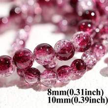 50 件酒红色雪花裂纹玻璃珠，8 毫米 - 非常适合 DIY 珠宝制作、手链和项链