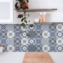 10 Peças Adesivos Coloridos de Estilo Mandala Para Cozinha À Prova de Óleo, Adesivos Autocolantes Impermeáveis de 20x20cm Com Padrões Geométricos Coloridos, Adesivos Decorativos Com Design de Canto Flexível Para Fogão