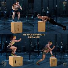 3 en 1 Plyo Box de Madera, Plataforma de Caja pliométrica para Gimnasio en casa y Entrenamiento al Aire Libre - Amarillo - Ver 5
