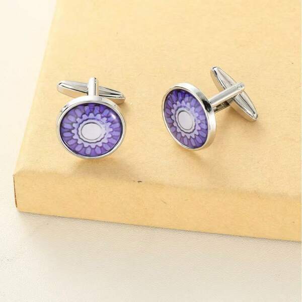 1 pieza Nuevos gemelos creativos y de moda con diseño de metal con epoxy, accesorios de decoración de puños de camisa, adecuados para uso diario y vuelta al colegio