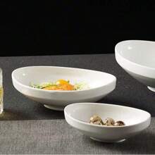 Tazón de ensalada y pasta de cerámica, plato de comedor de forma asimétrica, adecuado para cocina, hotel, restaurante, fiesta y uso diario