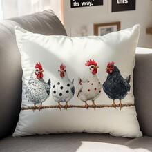 1 件极简主义农场黑白波尔卡圆点小鸡抱枕套，单面柔软毛绒面料，45 * 45 厘米/18 * 18 英寸，装饰靠垫套适用于房间、现代沙发、派对、礼物 - 彩色 - 查看 6