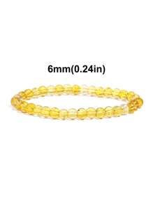 1pc Citrine Stretch Beaded Bracelet, Yellow Crystal Bracelet For Abundance, Luck, Wealth, Energy Healing Jewelry Gift 6mm 8mm 10mm