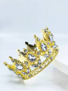 1pc Shiny Metallic Zinc Alloy Crown, Ladies Tiara Decor, Suitable For Birthday, Wedding, Valentine's Day, Bachelorette Party, Party Decoration, Birthday Gift, Wedding Gift, Christmas Gift Costume Crown Hair Garland Headpiece, Tiara Crown