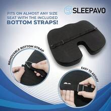 Sleepavo Memory Foam Cooling Gel Seat Cushion For Office Chair Back And Butt Pillow For Sciatica Tailbone Coccyx Hip Pain Relief Portable Padded Lumbar Support Pillow For Coccyx - 肉凍 - 查看 2