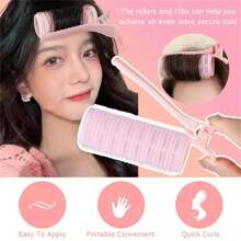 3 pièces Set de friser à prise automatique, friseur à frange à double couche, friseur à prise automatique de salon, style de cheveux bouclés fait maison pour femmes