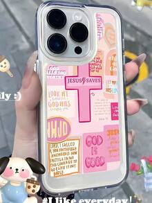 Funda para phone con eslogan (1 unidad), diseño de cruz y Jesús, TPU transparente, protección completa, anticaídas, antihuellas, compatible con phone S - Multicolor 2 - Ver 3