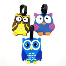 1pc/3pcs Cartoon Cat/Owl Luggage Tag Pendant, Unisex Travel Airplane ID Card Anti-Loss Name Tag
