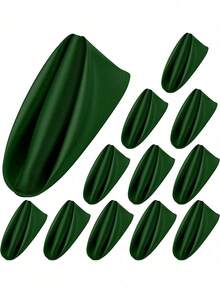 4/8/12/16 Pieces Jade Green Ruffled Satin Napkins -17x17 Inch Square Soft Polyester Wedding Banquet Napkins, Wrinkle Resistant Machine Washed - Dark Green - View 1