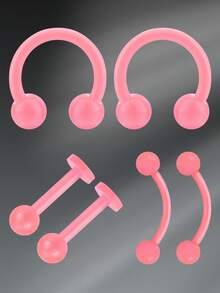 CIZME 6 件 16G 8/10mm UV Rook 透明鼻环耳环眉环唇钉亚克力柔性耳钉穿孔饰品男女通用，鼻中隔环鼻钉穿孔饰品透明 Bioflex 耳屏固定器弧形杠铃 UV 穿孔固定器适合日常佩戴 - 套裝 - 查看 10