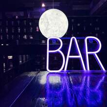 1 pieza Señal de neón para bar, 28.5 X 19 Cm / 11.2 X 7.5 In, Señal de neón para bar, bar en casa, decoración de pared de fiesta, regalo de Navidad (Blanco cálido) - barra de luz de neón - Ver 4