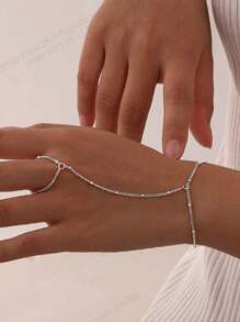 1pc Simple Personalized Beaded Chain Linked Finger Hand Chain