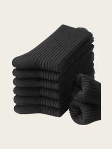 10/5/3/1 Pair Classic Black Breathable Moisture Wicking Men's Socks For Business/Formal Wear Or Sportswear, Suitable For Spring/Summer - Black - View 6