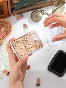 1 Set Of Vintage Number, Weather Pattern Wooden Stamps, Personalized Design Exquisite Wooden Crafts Wooden Stamps For Date Filling Tools For Calendars And Notebooks