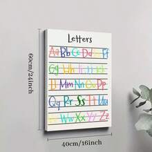 1pc Framed Canvas Poster Alphabet, Colorful Letters, Educational Style Wall Art Canvas Paintings Ideal Gift For Bedroom Living Room Corridor Wall Art Wall Decor Room Decoration - Black - View 9