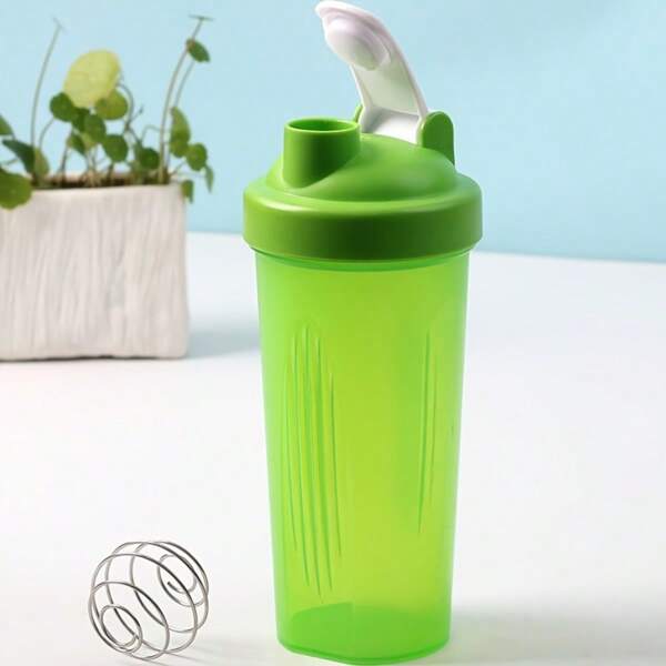 1pc 20oz/600ML Shaker Bottle With Classic Removable Hook & Leak-Proof, Scale, Mini Stainless Steel Mixer, Dishwasher Friendly, Fitness Protein Powder Mixing Cup, Camping Cup, Water Bottle, Coffee Cup, Large Sports Shaker