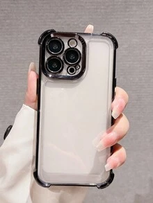 Funda para teléfono Funda para teléfono transparente suave y dorada galvanizada de lujo, compatible con funda para phone 16Pro Max/16/16 Pro/16 Plus, 15/15 Pro Max/15 Pro/15 Plus, 11/12/13/14 Pro Max, XS/11 Pro/11 Pro Max, 12 Pro/12 Pro Max, 13 Pro/13 Pro Max, - Negro - Ver 4