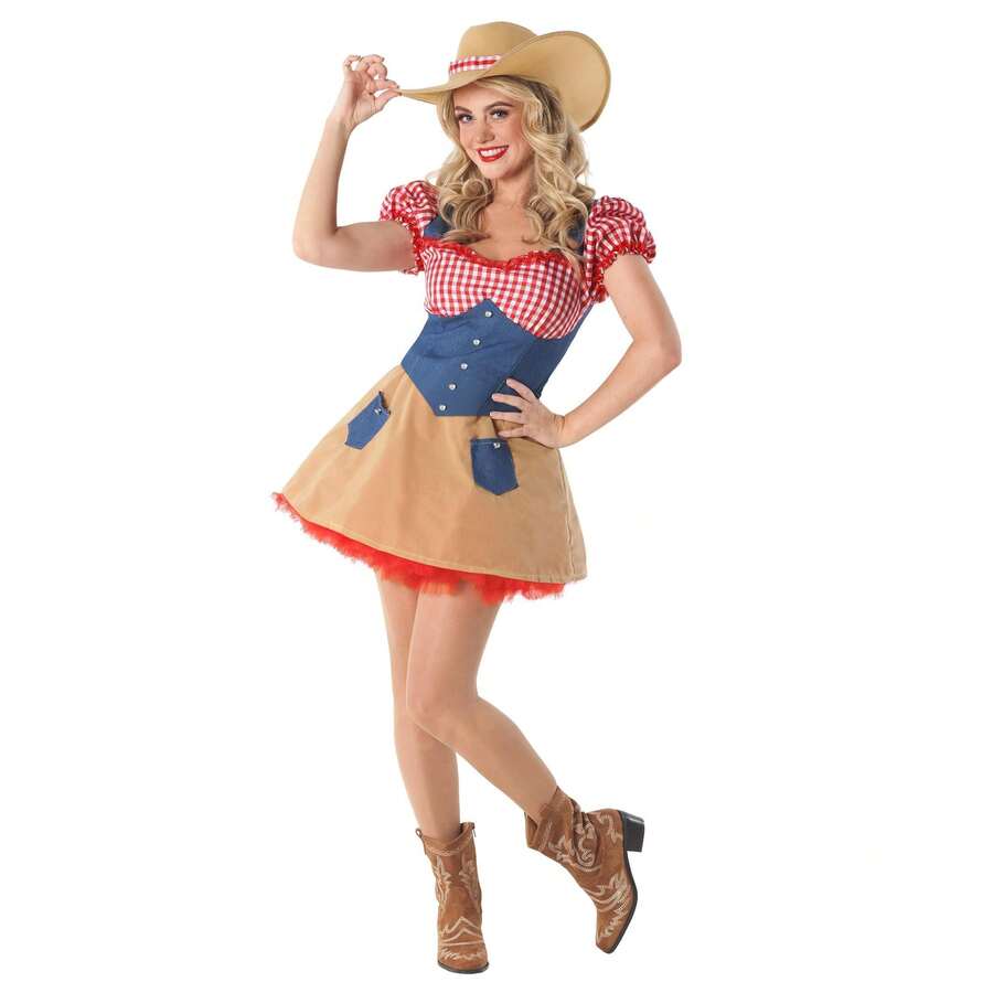 Morph Costumes Fun Shack Cowgirl Fancy Dress Costume For Women - Western Dress & Cowboy Outfit, Perfect For Halloween & Themed Parties - Brown - View 1