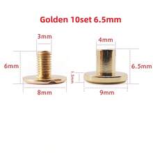 5/10/15 Sets Luggage Leather Metal Craft Solid Screw Nail Rivet Double Curved Head Belt Strap Rivets Book Screws Buttons Snap