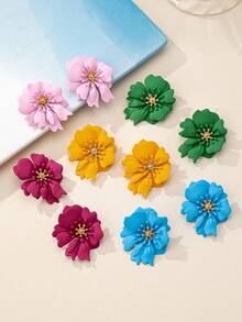 1 par de pendientes de clip elegantes y dulces con flores de estilo campestre para mujer, adecuados para vacaciones, cumpleaños, citas, bailes, fiestas, vacaciones, compras y uso diario