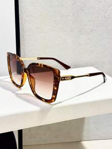 1pc Retro Cat Eye Big Frame Y2K Personalized Contrast Color Fashion Fashion Glasses For Vacation For Summer Beach Vacation, Outdoor, Travel Shades Botanical Floral Pattern Bohemia Style Oversized Square Frame For Vocay,Beach,Travel - Multicolor - View 14