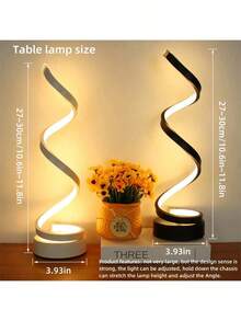 1pc Adjustable 3-Color Spiral Desk Lamp, USB Powered, Suitable For Office, Bedroom, Living Room, Great Gift For Friends - Snake - View 5