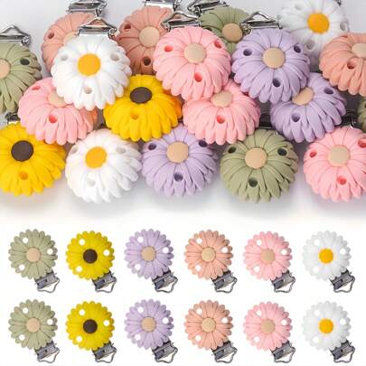 3/5/12-częściowy wzór stokrotki Kolorowe antypoślizgowe silikonowe zaciski | Zestaw do samodzielnego tworzenia biżuterii z łańcuszkami koralikowymi, zawieszkami i wytrzymałymi uchwytami na palce, artykuły rzemieślnicze unisex na prezenty świąteczne