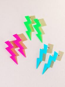 1 par de aretes con forma de relámpago neón, joyería de moda para adolescentes - Estilo 1 - Ver 1