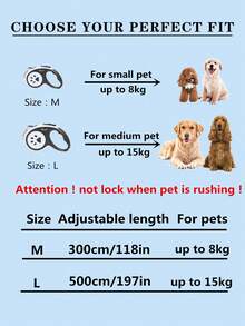 PETSIN 1pc 3m/5m Retractable Pet Leash For Small And Medium Dog Breeds