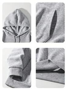 女士休闲第四翼印花连帽长袖运动衫 - 灰色 - 查看 4