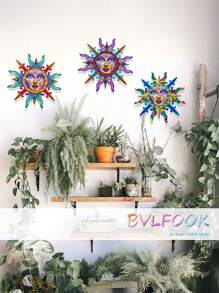 1 Pc Metal Sun Face Outdoor Wall Decoration, 13-Inch Colorful Sun Wall Art Hanging Decorative Gift, Wery Suitable For Garden Decoration, Balcony, Courtyard, Terrace, Fence