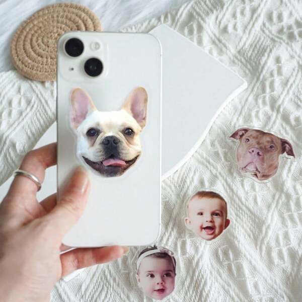 Pet Photo Phone Grip,Big Face On A Phone Grip,Personalized Phone Grip, Custom Phone Grip Holder, Dog Mom Gift,