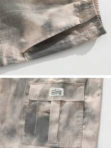 Men's Casual Tie-Dye Lightweight Breathable Outdoor Cargo Shorts - Khaki - View 5