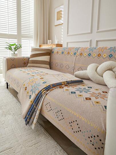 غطاء وسادة مسند أريكة مع طراز بوهيمي من المخمل ، مقاوم للخدش من قبل القطط ، يناسب أريكة ب- 1/2/3/4 مقعد، غير منزلق ويناسب جميع المواسم