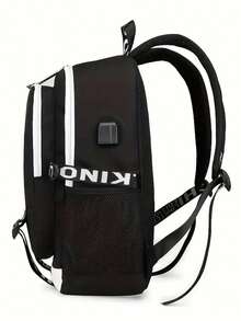 Fashion Dragon Print Backpack - Lightweight Large Capacity School Bag, Adjustable Straps, Dragon Pattern Design, Unisex Durable Casual Commute Travel Backpack | Creative Pattern Backpack | Durable Nylon Backpack - Black - View 4