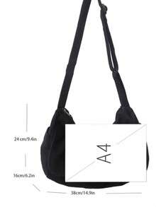 Túi đeo chéo vải canvas dung tích lớn, túi đeo vai thể thao đơn giản, túi đeo chéo cho nam, phong cách nghệ thuật thư giãn - màu đen - Xem 2