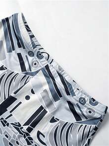 Bộ đồ nữ FQLWL phong cách đường phố mùa hè, gồm 2 món, in họa tiết, tay dài, cổ tròn, chun co giãn, quần short ôm sát, thích hợp cho các buổi tiệc hoặc sự kiện, màu đen. - màu đen - Xem 5