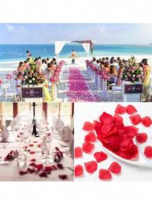 1000/500/100 件彩色爱情浪漫温暖丝绸玫瑰人造花瓣婚礼派对鲜花装饰玫瑰用品、情人节、礼物 - 酒紅色 - 查看 6