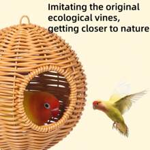 Pet Cage Sleep Bag For Small Animals ,Birds Squirrels Marmosets Rats Hamsters, Metal Frame PP Rattan Durable Water Resistant Safe Material
