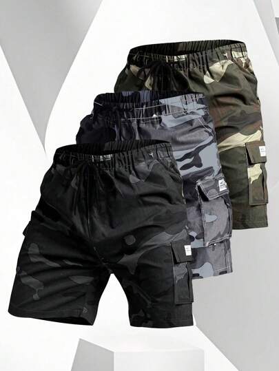 1 szt. szorty cargo w kamuflażu, luźne szorty męskie do kolan, do uprawiania sportów na świeżym powietrzu