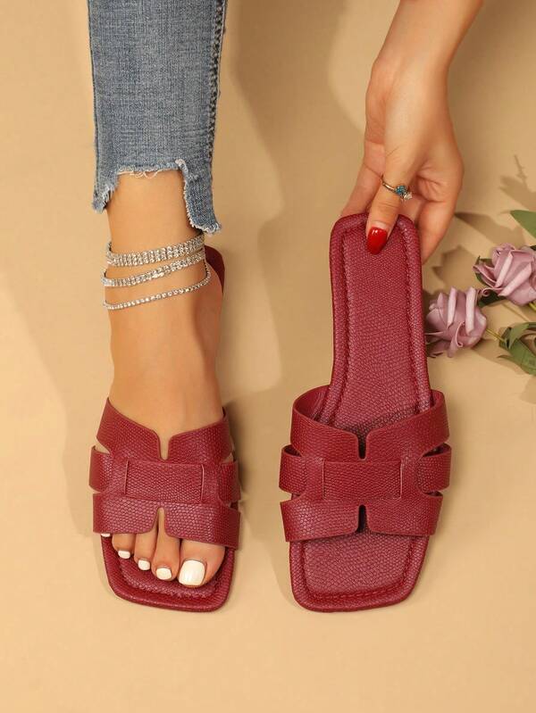 Modische quadratische Spitzensandalen für Frauen, rutschfest, vielseitiges Design für Frühling und Sommer