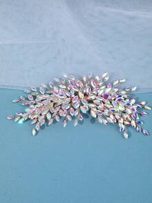 1pc Women Luxury Handmade Woven Hair Comb, Romantic Bridal Headpiece In Red Vibrant, Sparkling Silver Accessories For Wedding Valentine's Day Accessories - Color - View 2